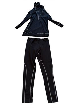 Women’s Black Pajama Set with Hooded Top and Contrast Stitching
